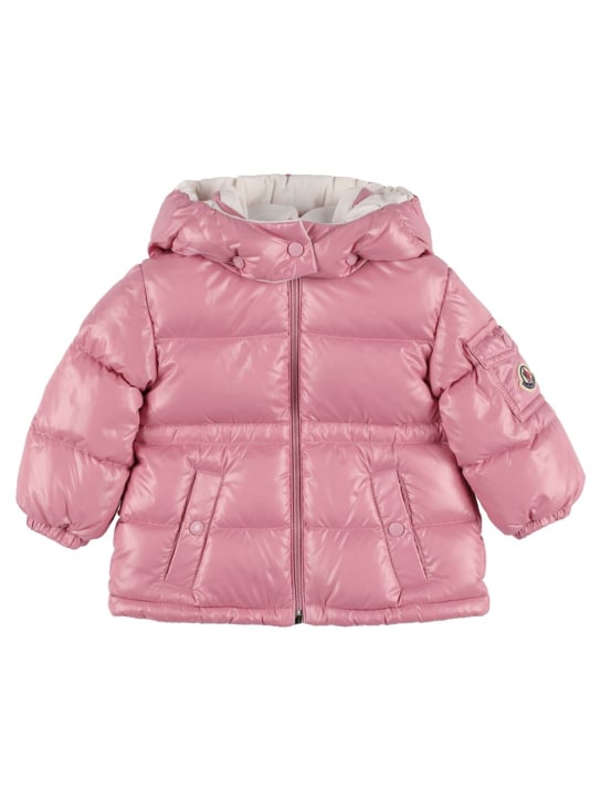 Moncler: Maire nylon laqué down jacket - Dark Pink - kids-girls_0 | Luisa Via Roma