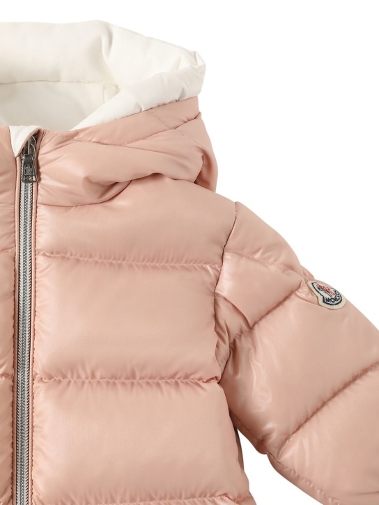 Moncler: Samian nylon laqué down snowsuit - Pink - kids-girls_1 | Luisa Via Roma