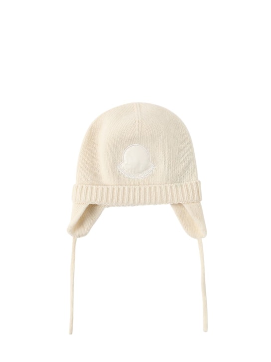 Moncler: Carded wool beanie - Natural - kids-boys_0 | Luisa Via Roma