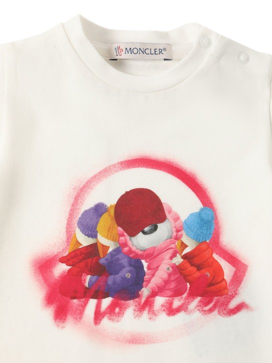 Moncler: T-shirt in jersey di cotone stretch - Natural - kids-girls_1 | Luisa Via Roma