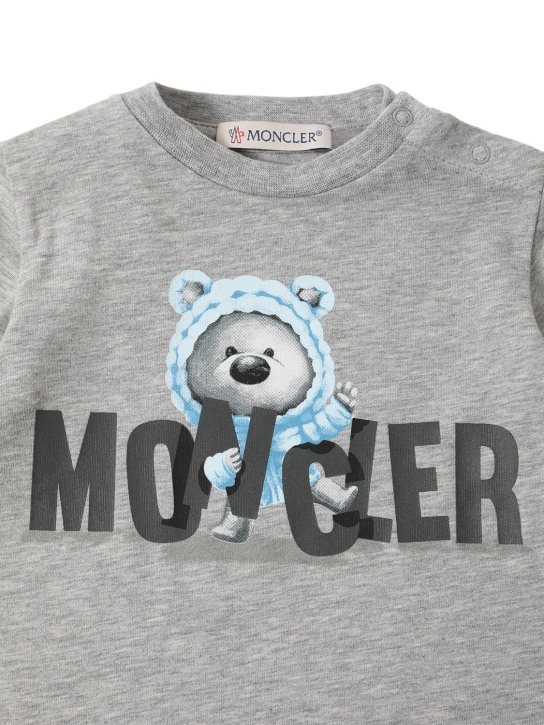 Moncler: T-shirt in jersey cotone - Grigio - kids-girls_1 | Luisa Via Roma