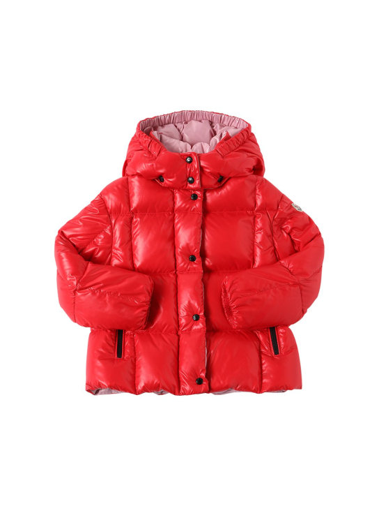 Moncler: Parana nylon laqué down jacket - Red - kids-girls_0 | Luisa Via Roma