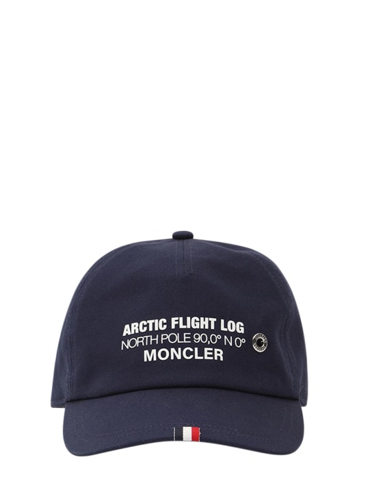 Moncler: Cotton gabardine baseball hat - Navy - kids-boys_0 | Luisa Via Roma
