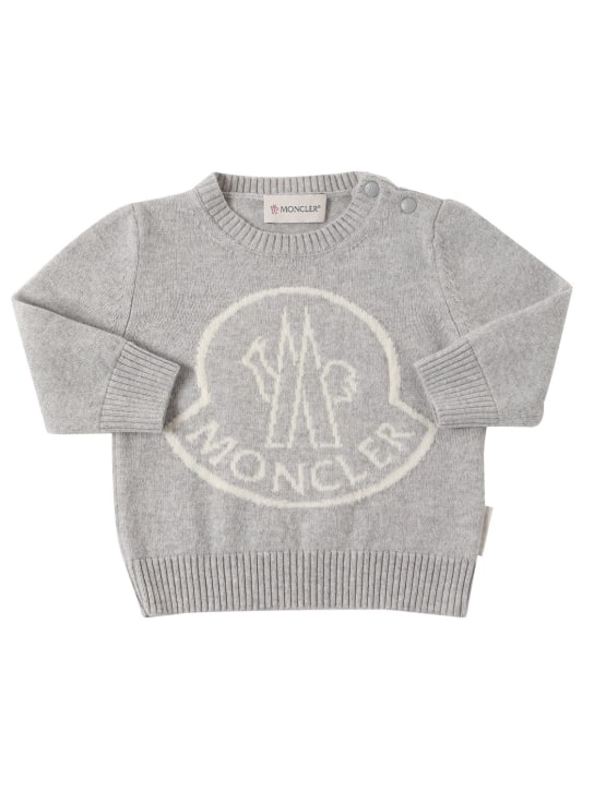Moncler: Suéter de lana y cashmere - Gris - kids-boys_0 | Luisa Via Roma