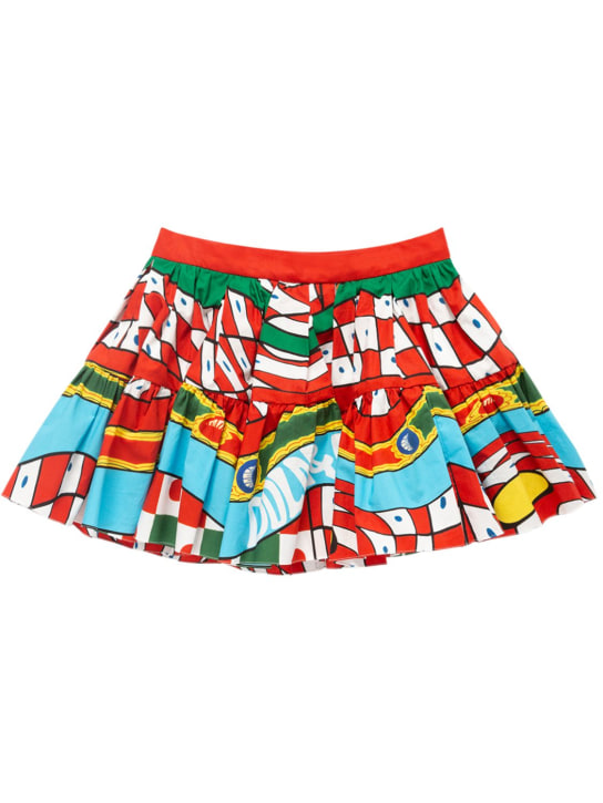 Dolce&Gabbana: Jupe courte en popeline de coton imprimé Carretto - Multicolore - kids-girls_0 | Luisa Via Roma