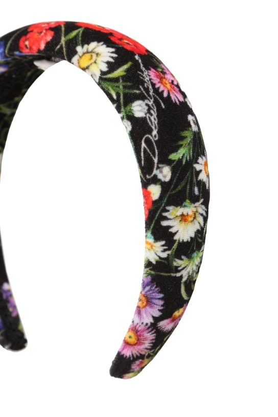 Dolce&Gabbana: Flower print cotton headband - Black/Multi - kids-girls_1 | Luisa Via Roma