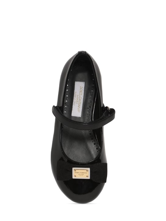 Dolce&Gabbana: Patent leather ballerinas w/ logo - Black - kids-girls_1 | Luisa Via Roma