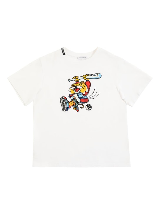 Dolce&Gabbana: Camiseta de jersey de algodón estampada - Blanco - kids-boys_0 | Luisa Via Roma