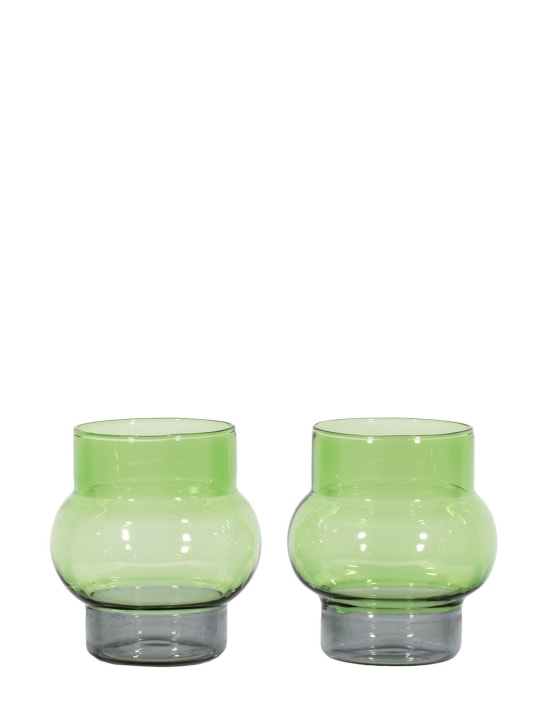 Tom Dixon: Set of 2 Bump short green glasses - Green - ecraft_0 | Luisa Via Roma
