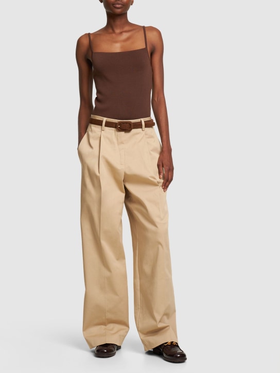 Matteau: Summer cotton twill chino pants - Sand - women_1 | Luisa Via Roma