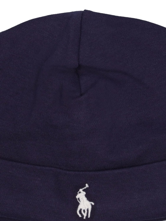 Ralph Lauren: Embroidered logo cotton interlock beanie - Dunkelblau - kids-boys_1 | Luisa Via Roma