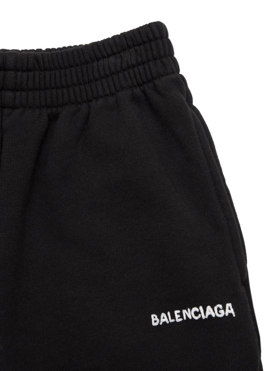 Balenciaga: Short en jersey de coton - Noir/Blanc - kids-boys_1 | Luisa Via Roma