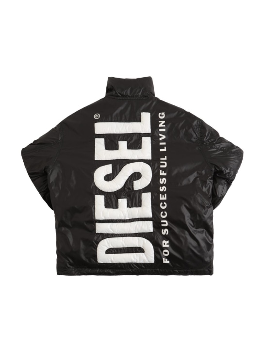 Diesel Kids: Logo print nylon puffer jacket - Black - kids-boys_0 | Luisa Via Roma