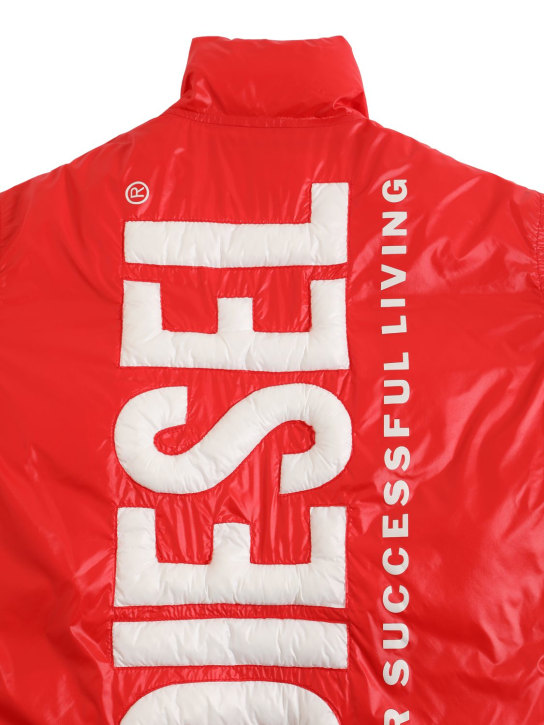 Diesel Kids: Logo print nylon puffer jacket - Red - kids-boys_1 | Luisa Via Roma