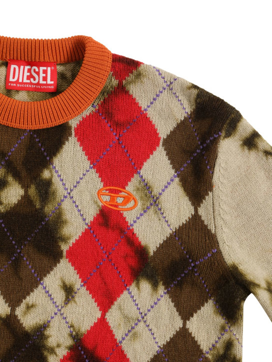 Diesel Kids: Argyle wool blend knit sweater - Multicolor - kids-boys_1 | Luisa Via Roma