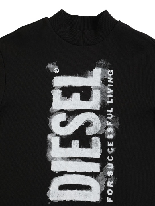 Diesel Kids: Logo printed cotton sweatshirt dress - Black - kids-girls_1 | Luisa Via Roma