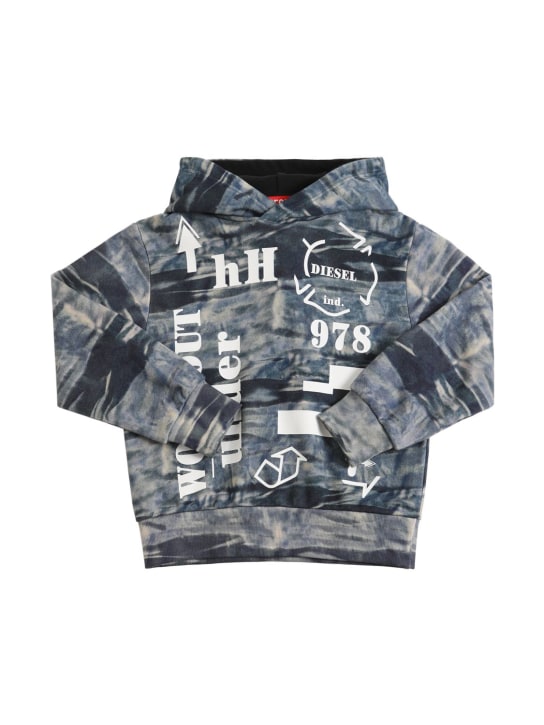 Diesel Kids: Sweat-shirt en coton camouflage à capuche - Multicolore - kids-boys_0 | Luisa Via Roma