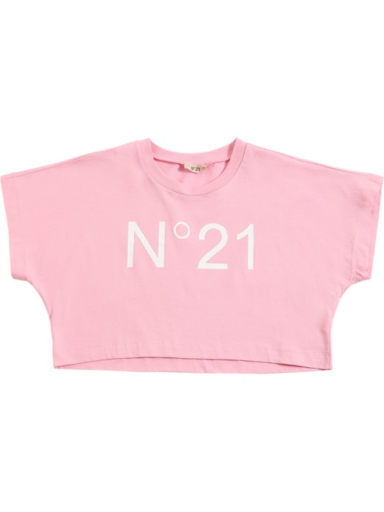 N°21: T-shirt court en jersey de coton à logo - kids-girls_0 | Luisa Via Roma