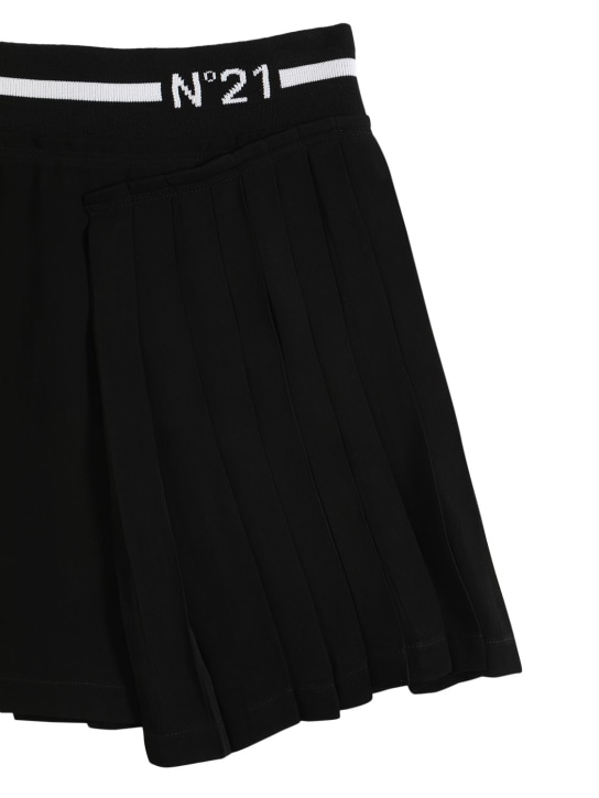 N°21: Logo tape viscose skirt - Black - kids-girls_1 | Luisa Via Roma