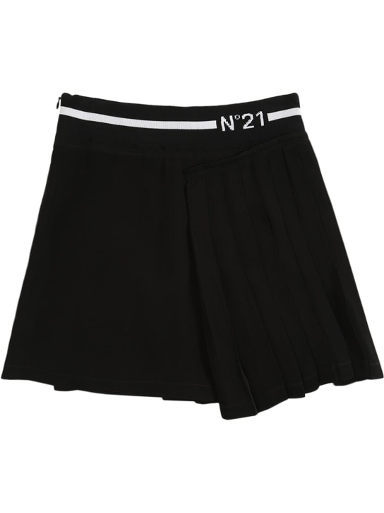N°21: Logo tape viscose skirt - Black - kids-girls_0 | Luisa Via Roma