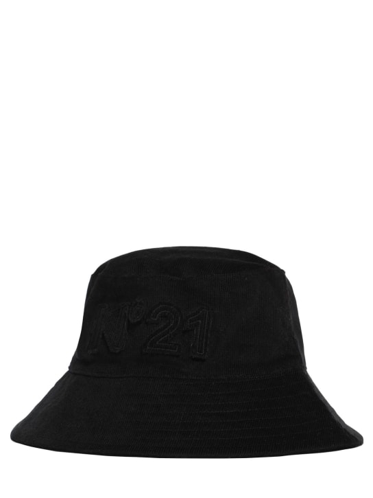 N°21: Velvet hat w/ logo - Schwarz - kids-girls_1 | Luisa Via Roma