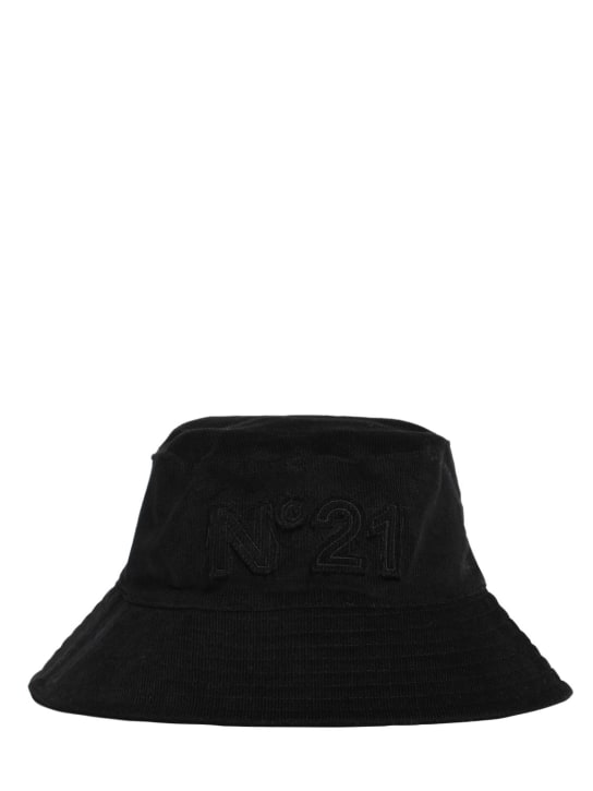 N°21: Velvet hat w/ logo - Black - kids-girls_0 | Luisa Via Roma