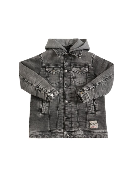 N°21: Denim jacket w/ hood - Grey - kids-boys_0 | Luisa Via Roma