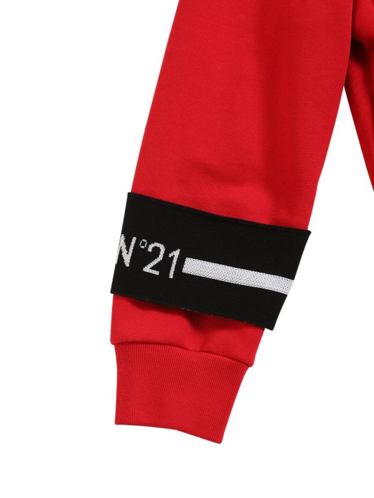 N°21: Cotton jersey hoodie w/ logo strap - Red - kids-boys_1 | Luisa Via Roma
