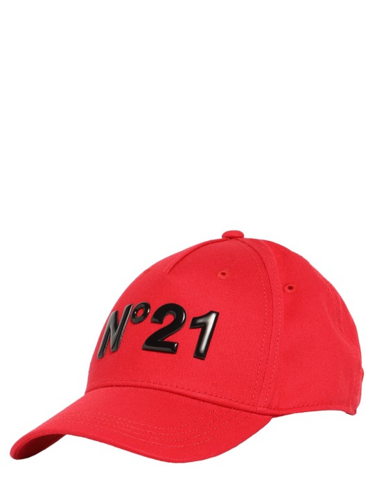 N°21: Cappello baseball in cotone con logo - Rosso/Nero - kids-girls_1 | Luisa Via Roma