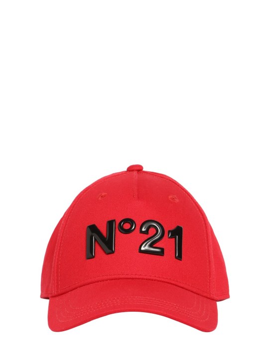 N°21: Logo cotton baseball cap - Red/Black - kids-girls_0 | Luisa Via Roma