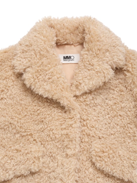 MM6 Maison Margiela: Faux fur coat - Beige - kids-girls_1 | Luisa Via Roma