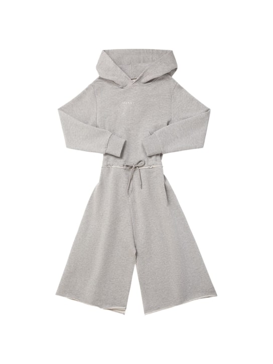 MM6 Maison Margiela: Cotton hoodie jumpsuit - Grey - kids-girls_0 | Luisa Via Roma