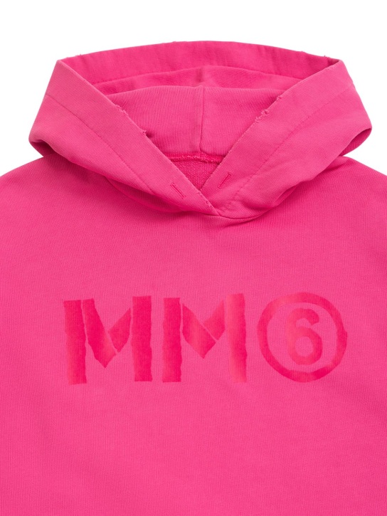 MM6 Maison Margiela: Logo print cotton jersey sweat dress - Fuchsie - kids-girls_1 | Luisa Via Roma
