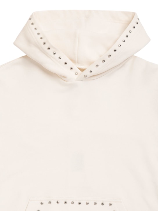 MM6 Maison Margiela: Cotton jersey hoodie w/studs - White - kids-girls_1 | Luisa Via Roma