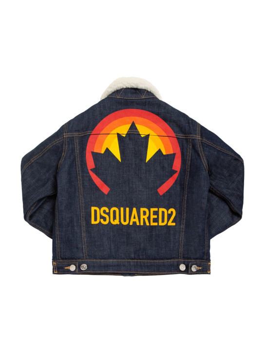 Dsquared2: Logo print cotton denim jacket - kids-boys_0 | Luisa Via Roma