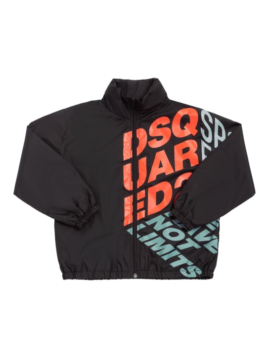 Dsquared2: Logo print nylon jacket - Black - kids-boys_0 | Luisa Via Roma