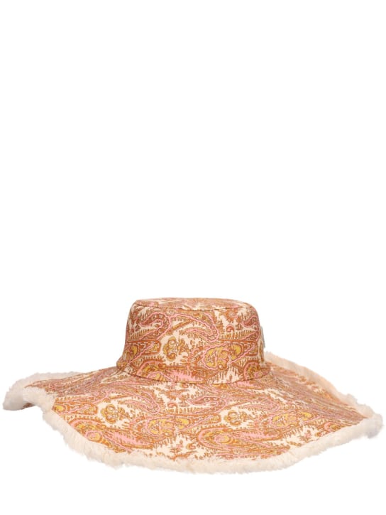 Zimmermann: Floppy printed linen hat - Mustard Paisley - women_0 | Luisa Via Roma