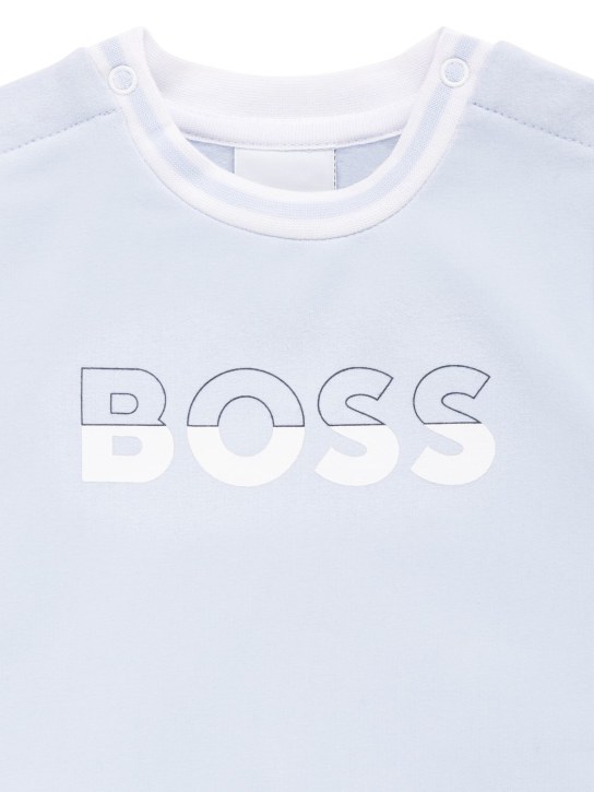 Boss: 로고 프린트 오가닉 코튼 스웨트셔츠 - kids-boys_1 | Luisa Via Roma