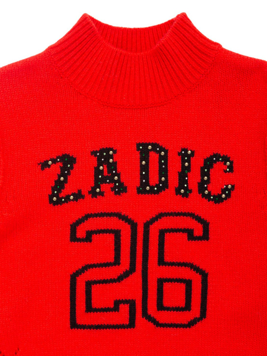 Zadig&Voltaire: Jacquard wool blend knit sweater - Red - kids-girls_1 | Luisa Via Roma