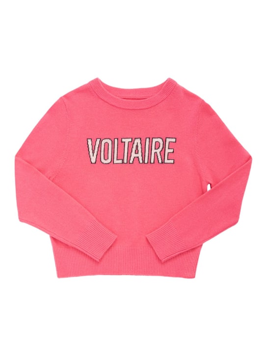 Zadig&Voltaire: Wool & cashmere knit sweater - Pink - kids-girls_0 | Luisa Via Roma