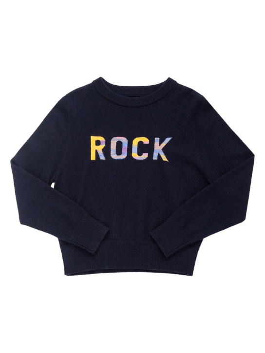 Zadig&Voltaire: Jacquard knit recycled wool sweater - Navy - kids-girls_0 | Luisa Via Roma