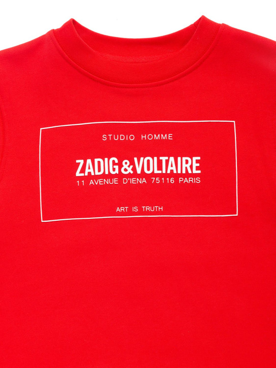 Zadig&Voltaire: Rubberized print cotton sweatshirt - Red - kids-girls_1 | Luisa Via Roma