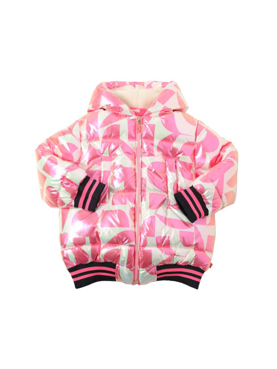 Billieblush: Printed nylon puffer jacket - White/Pink - kids-girls_0 | Luisa Via Roma