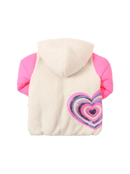 Billieblush: Teddy & nylon puffer jacket - White/Fuchsia - kids-girls_0 | Luisa Via Roma