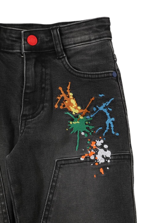 Marc Jacobs: Jeans in denim di cotone con ricami - Nero - kids-boys_1 | Luisa Via Roma