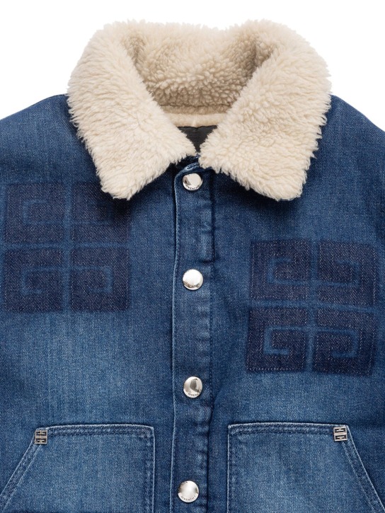 Givenchy: Logo washed cotton denim jacket - Denim - kids-boys_1 | Luisa Via Roma