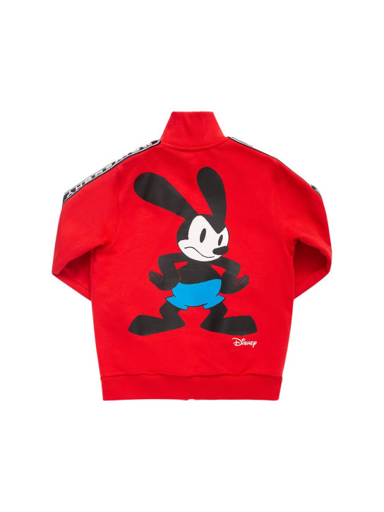 Givenchy: Sweat-shirt zippé en coton imprimé Disney - Rouge - kids-girls_0 | Luisa Via Roma