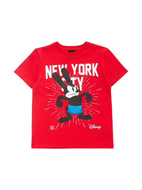 Givenchy: T-shirt en coton biologique imprimé Disney - Rouge - kids-boys_0 | Luisa Via Roma