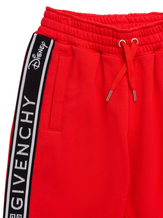 Givenchy: Pantalon en coton mélangé avec bandes logo Disney - Rouge - kids-girls_1 | Luisa Via Roma