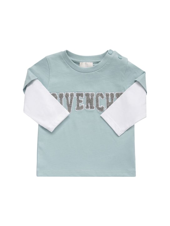 Givenchy: Logo patch organic cotton t-shirt - Verde Claro - kids-boys_0 | Luisa Via Roma
